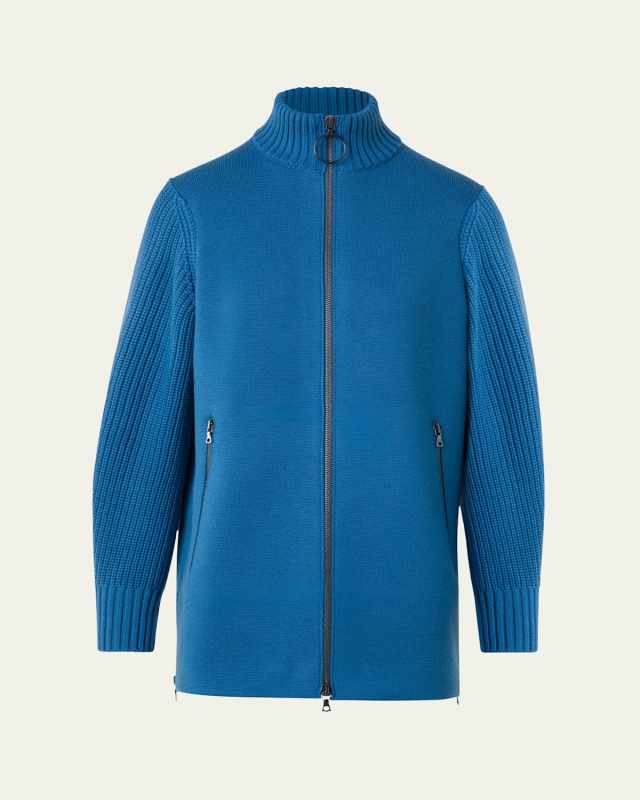 Stand Up Collar Merino Wool Cardigan